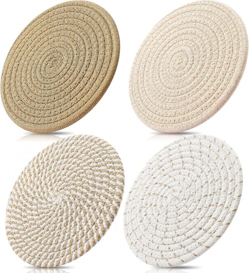 ME.FAN 7-Inch Cotton Thread Weave Trivets | 4-Piece Set for Pots & Pans - Protect Your Countertop