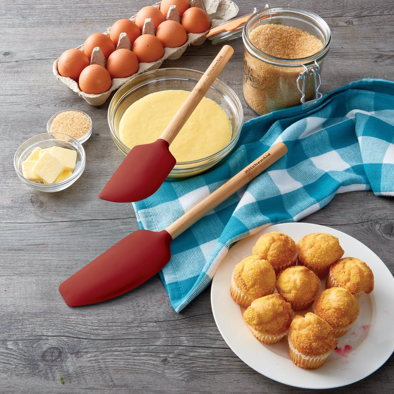 KitchenAid Bamboo Spatula Set, Empire Red, 2-Piece