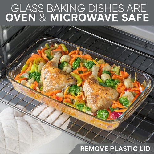Cook With Color 8-Piece Deep Glass Baking Dish Set - Versatile Casserole & Food Storage Containers | Fluted Grey, Oven & Dishwasher Safe