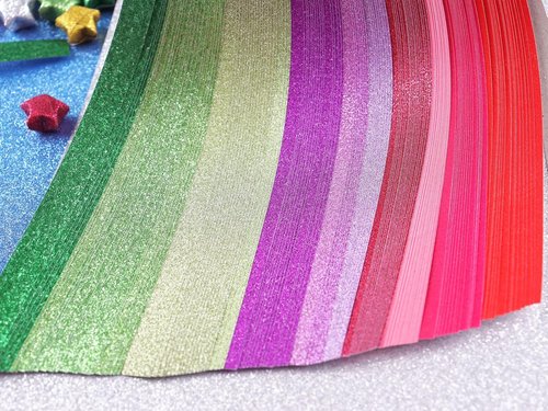 Mluchee 360 Sheets Glitter Folding Stars Paper - 18 Colorful Strips for DIY Projects & Gifts