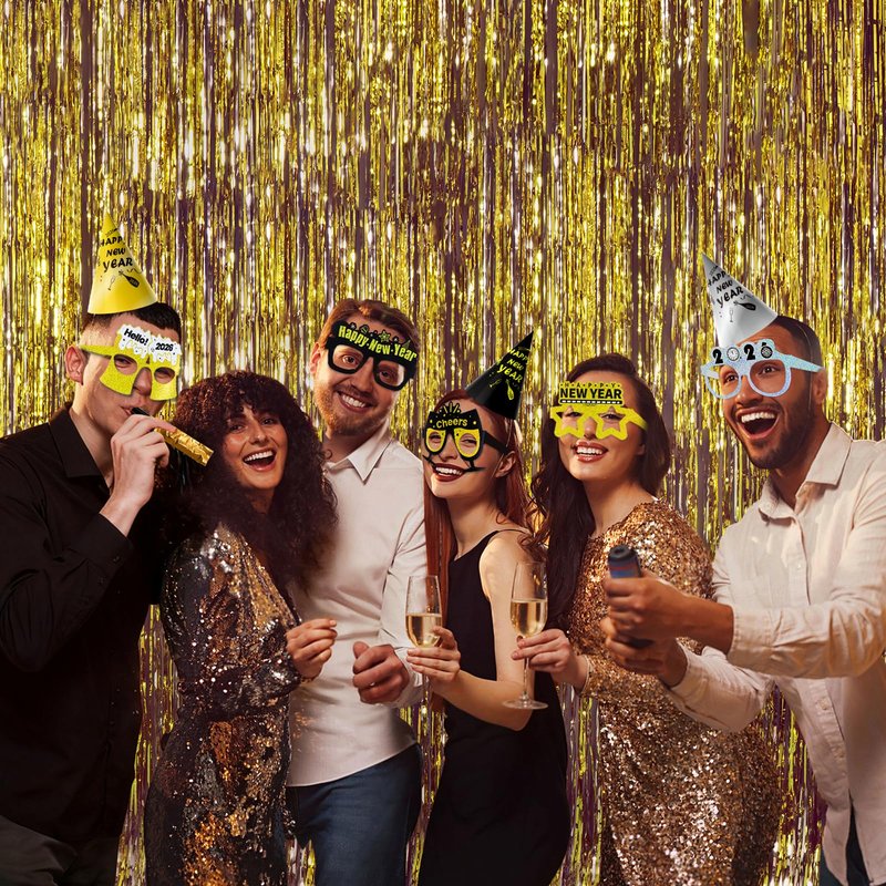 New Years Eve Party Supplies 2026 - Happy New Year Party Supplies Kit for 50 Guests, Including Hats, Glasses, Les, Beads, Squakers, a Backdrop and a Banner, Great New Yeras Decorations