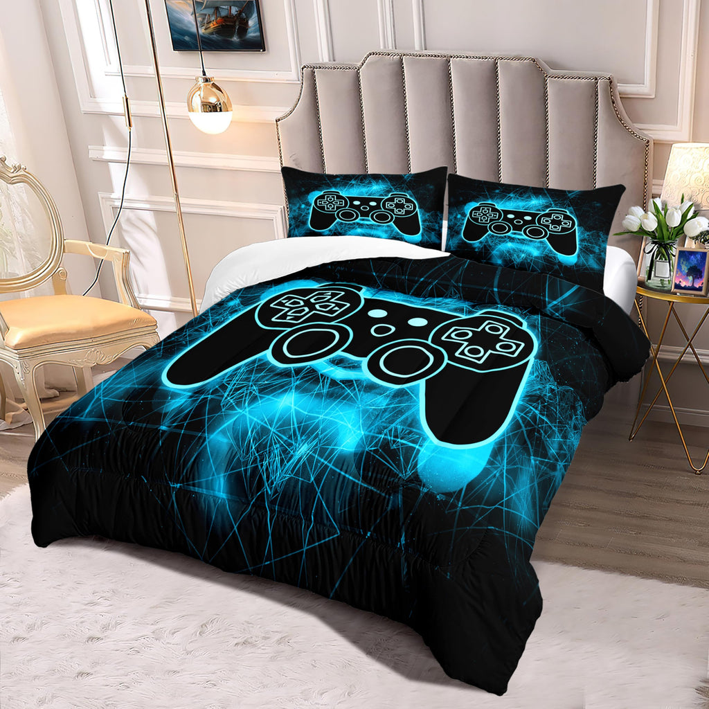 Gamer Bedding Gaming Bedding Sets for Boys Twin Size Bedding Sets for Boys Kids Bedding Sets for KidsTwin Comforter Set for Bedroom,Blue,1 Comforter with 1 Pillowcase