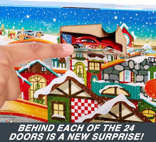 Hot Wheels | 2023 Advent Calendar Toy Car Set - 8 1:64 Scale Vehicles & Accessories for Kids