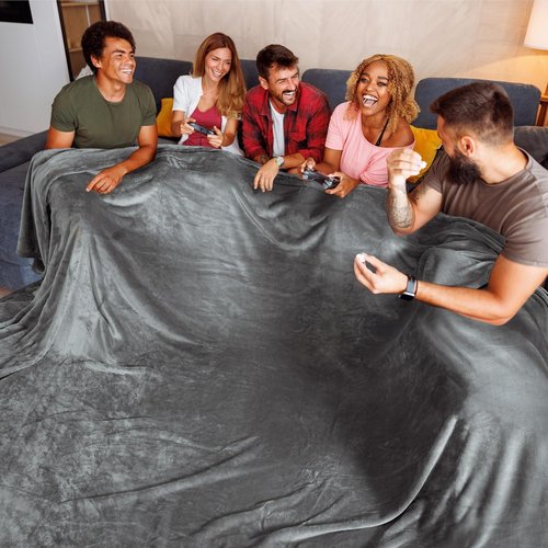 Bedsure GentleSoft Oversized King Blanket - Extra Large 120"x120" Soft Fleece for Bed, Sofa, Travel, Dark Grey