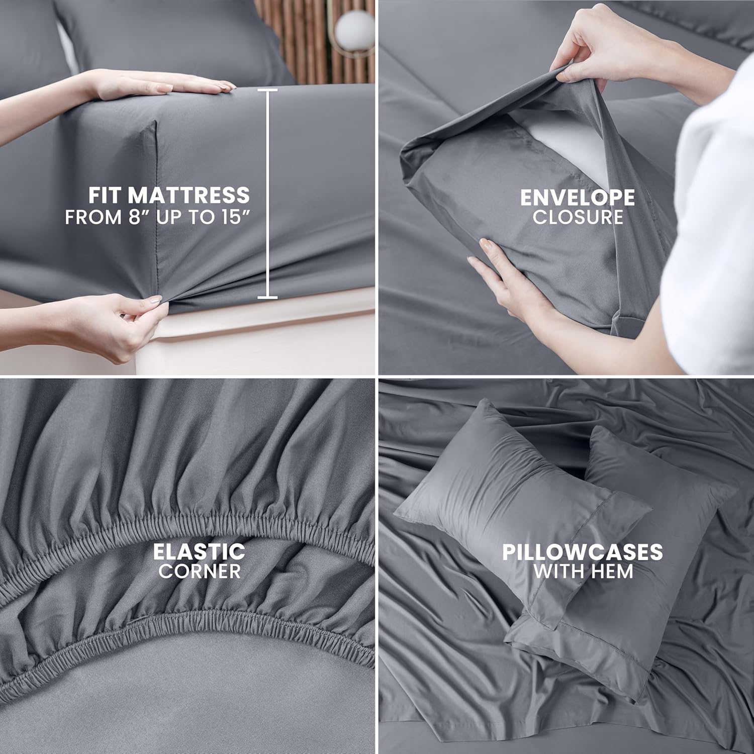 Utopia Bedding King Bed Sheets Set - Soft Brushed Microfiber | Fade & Shrink Resistant - Grey