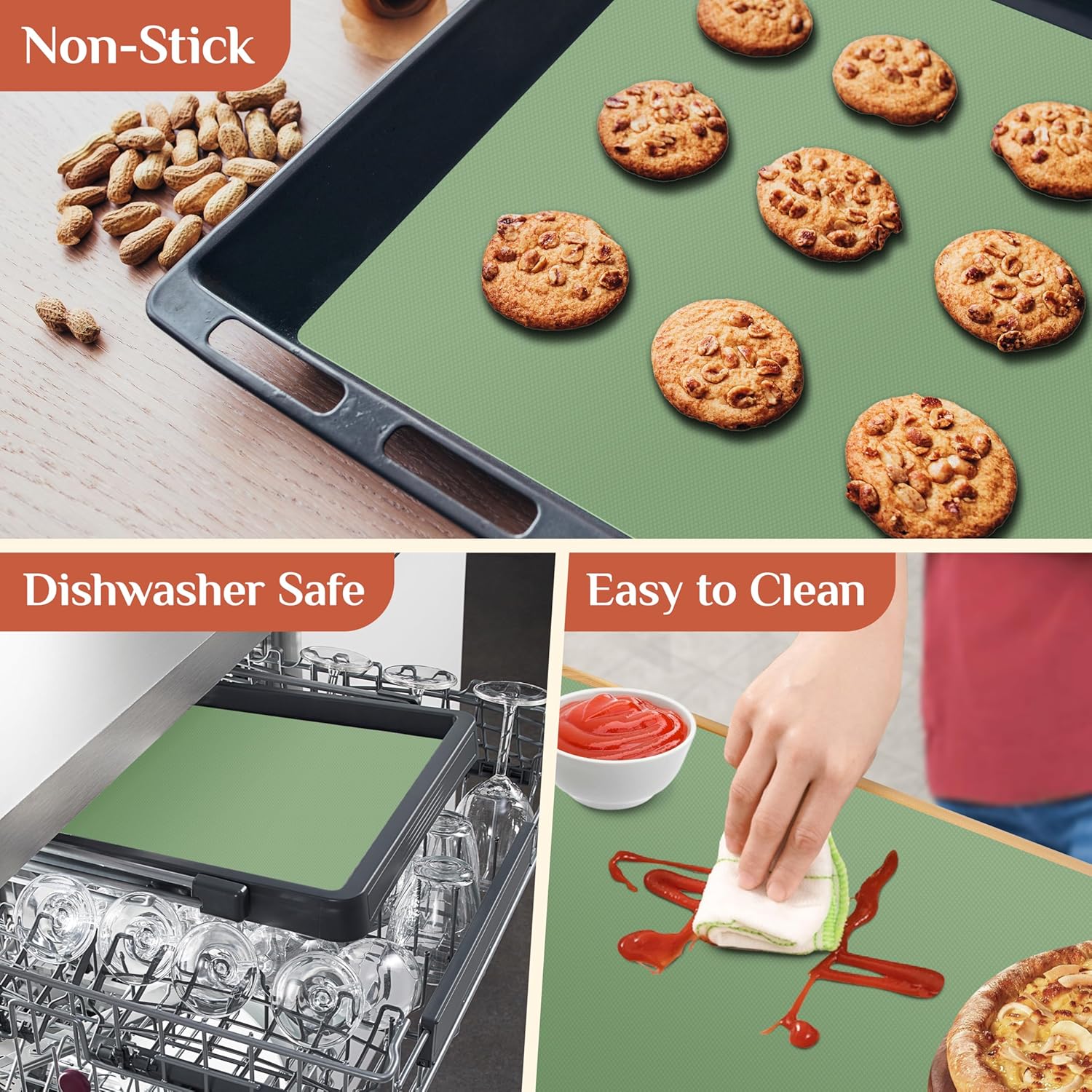 Silicone Baking Mat - Non-Stick Reusable Dough & Pastry Sheet | 12 IN x 6 FT for Air Fryer & Oven
