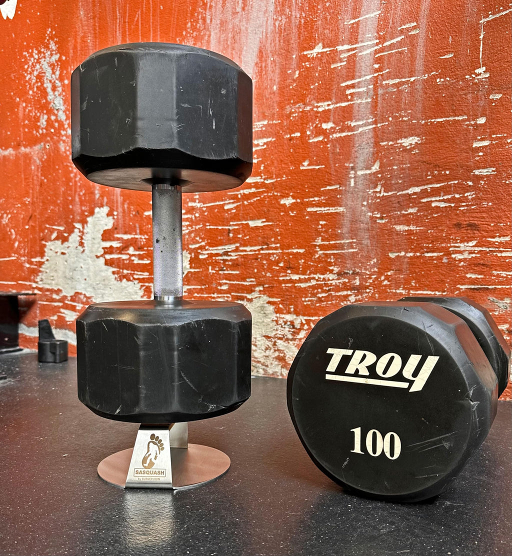 The Sasquash - 6" Heavy Duty Extra Wide Flat Handle Smashed Burger Press - Commercial Grade Welded Stainless Steel Burger Smasher (Indestructo Burger Press)