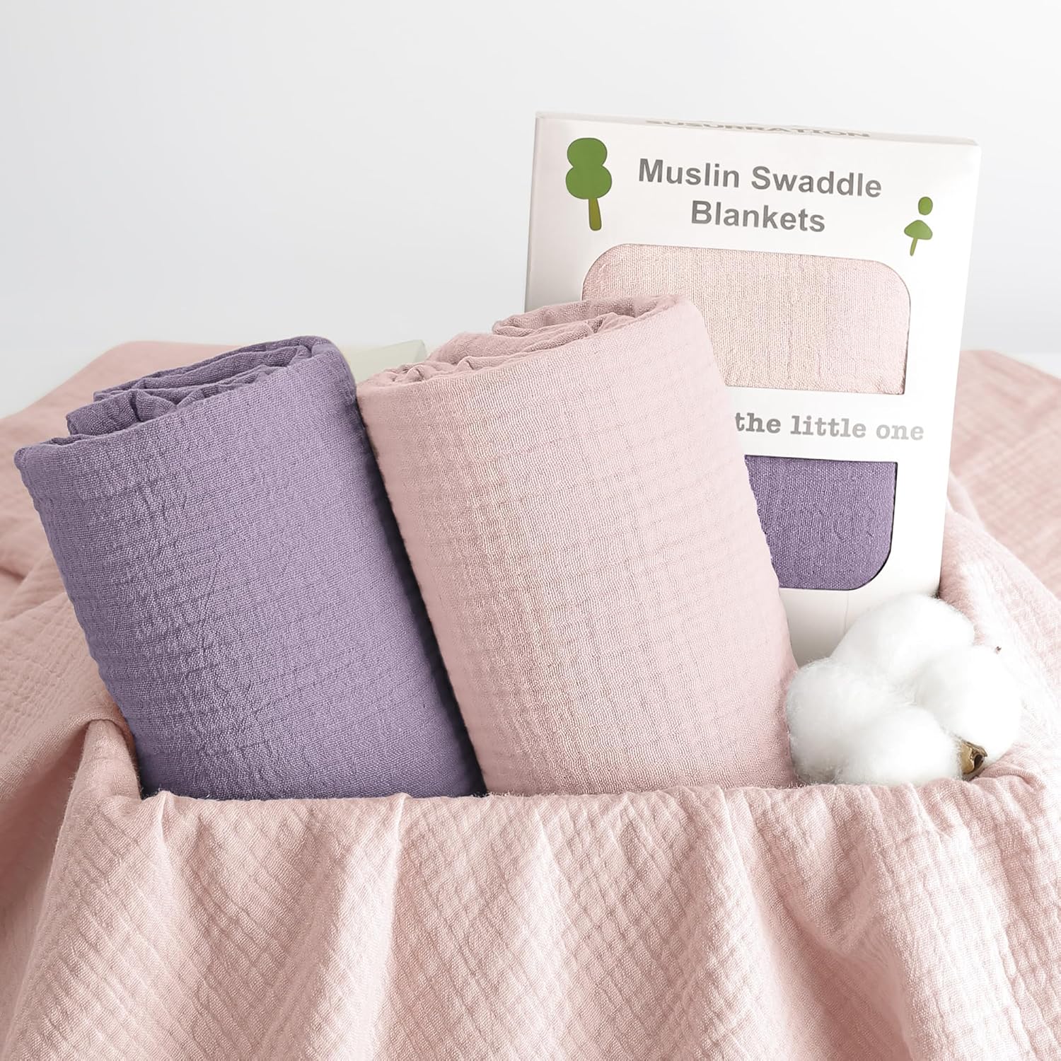 Susurration Muslin Receiving Blanket - 100% Cotton Soft Swaddle for Newborns | 38x40 Inch (Pink)
