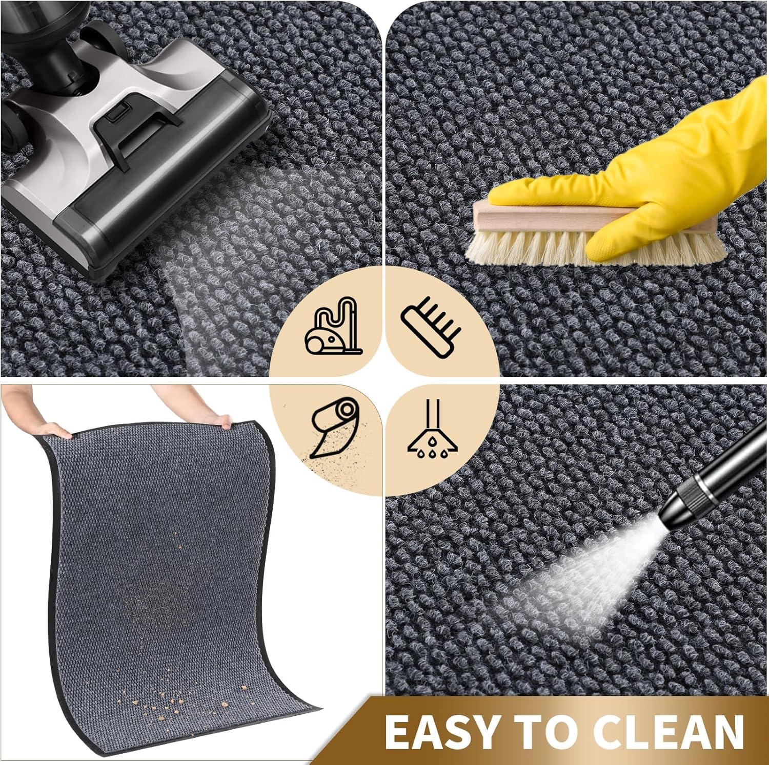Yimobra Outdoor Indoor Doormat - 100% Waterproof, Stain & Fade Resistant | 36 x 17 Inches, Gray & White