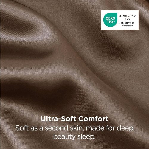 Bedsure King Size Satin Pillowcase Set - Brown Pillow Cases for Hair & Skin, 20x36 Inches, 2-Pack