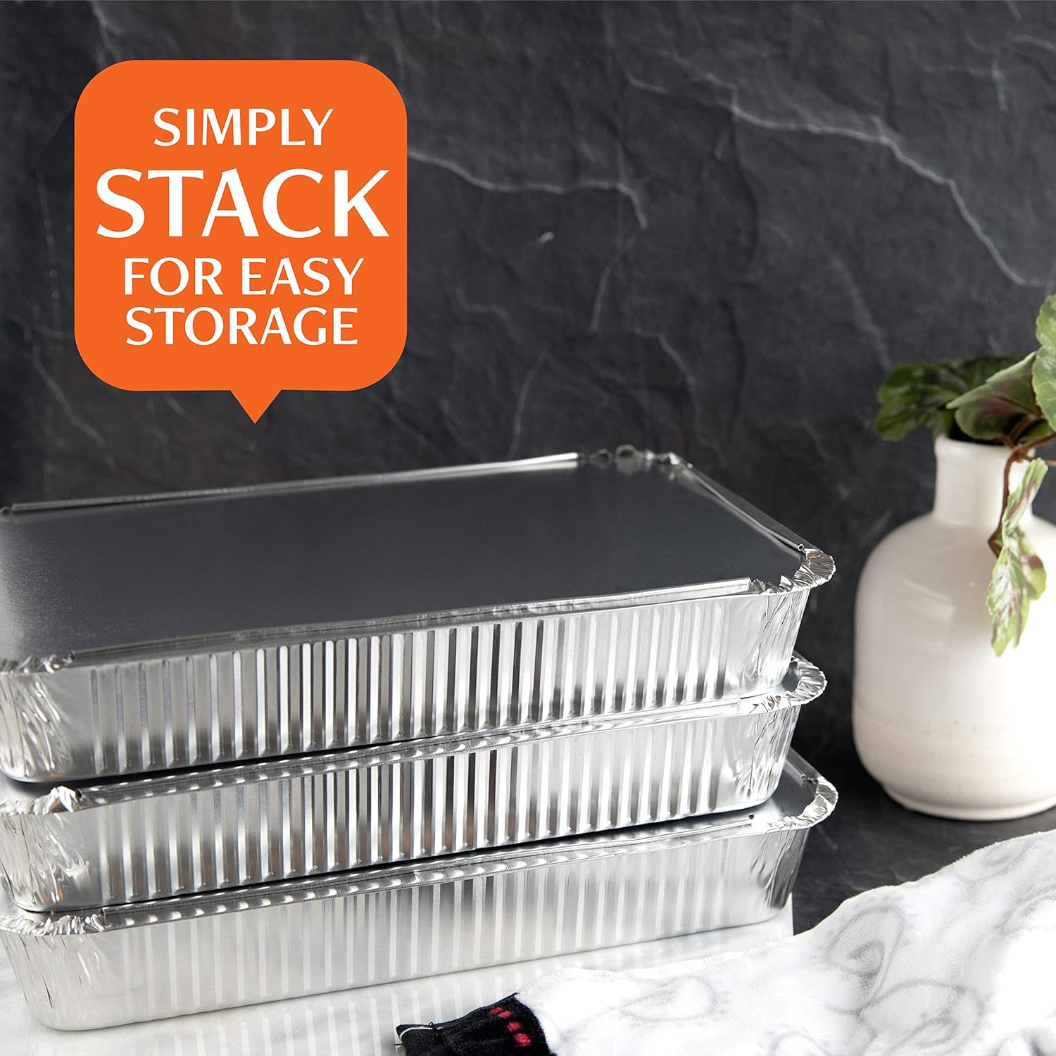 PLASTICPRO Disposable Aluminum Baking Pans - 4 LB Oblong Foil Containers with Cardboard Lids | 12'' x 8'' x 2'' - Ideal for Brownies, Bread, or Lunchboxes, Pack of 5