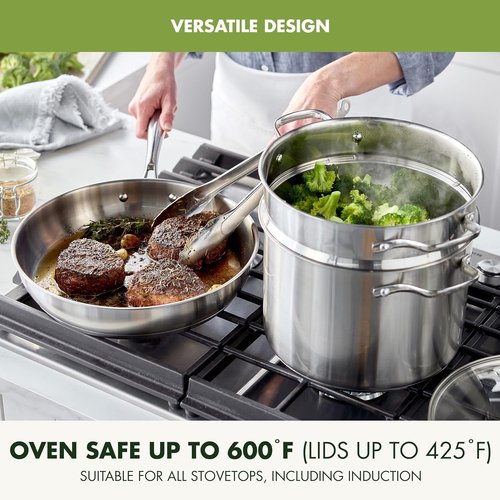 GreenPan Stainless Steel Cookware Set - 11 Piece Induction Cookware | Dishwasher & Oven Safe, Silver