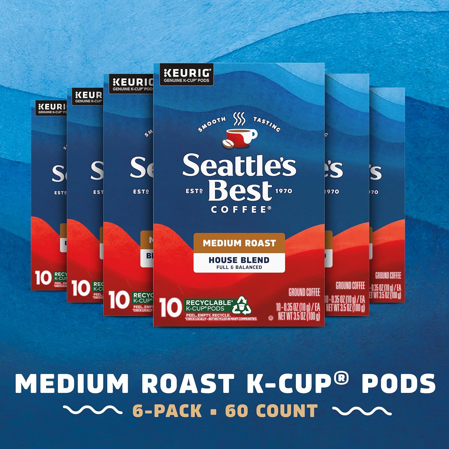 Seattle’s Best Coffee - Medium Roast K-Cup Coffee Pods | House Blend, 100% Arabica, 60 Pods Total