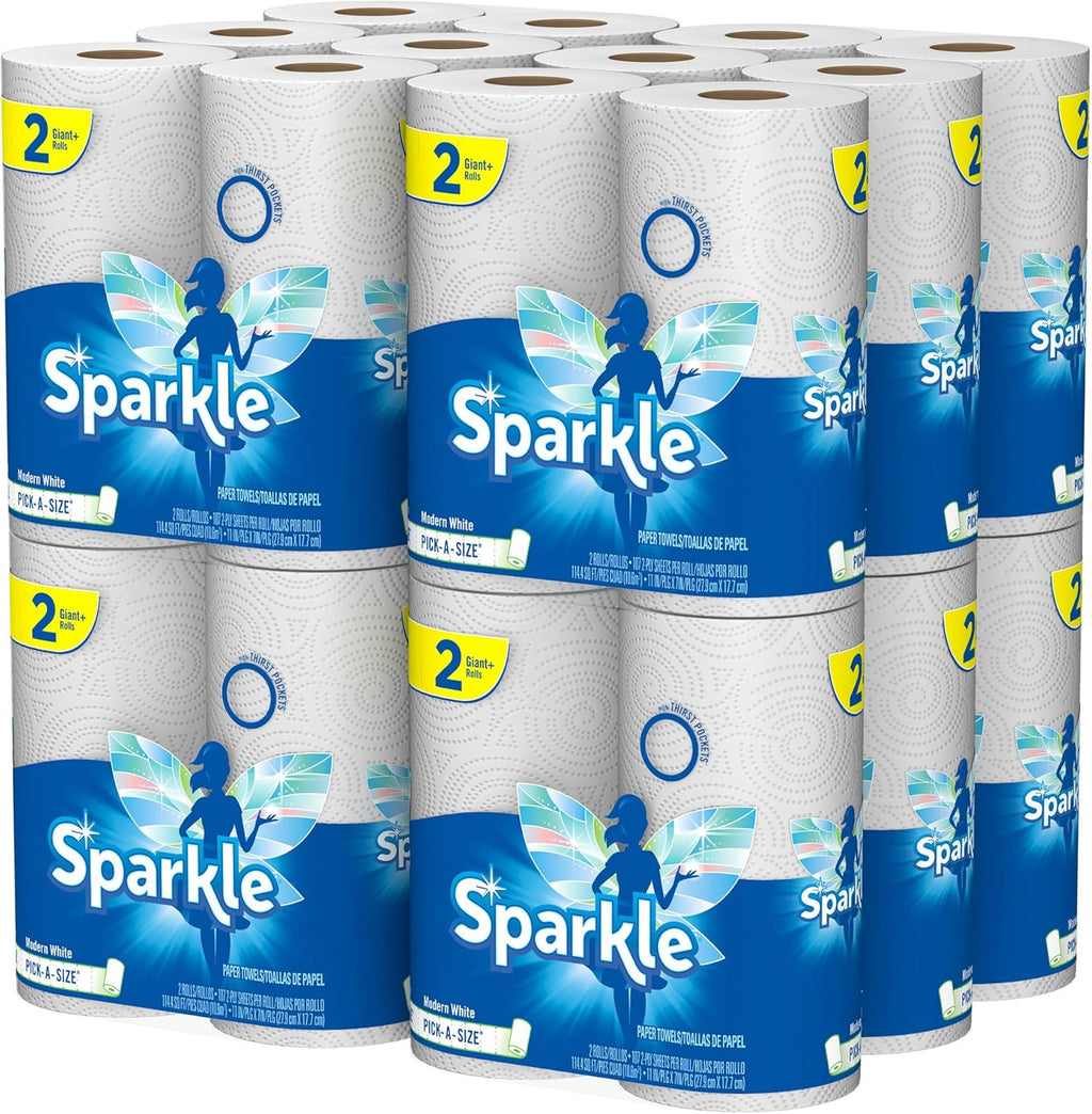 Sparkle Paper Towels - Pick-A-Size, 2 Rolls = 4 Regular Rolls | Pack of 24 for Everyday Use