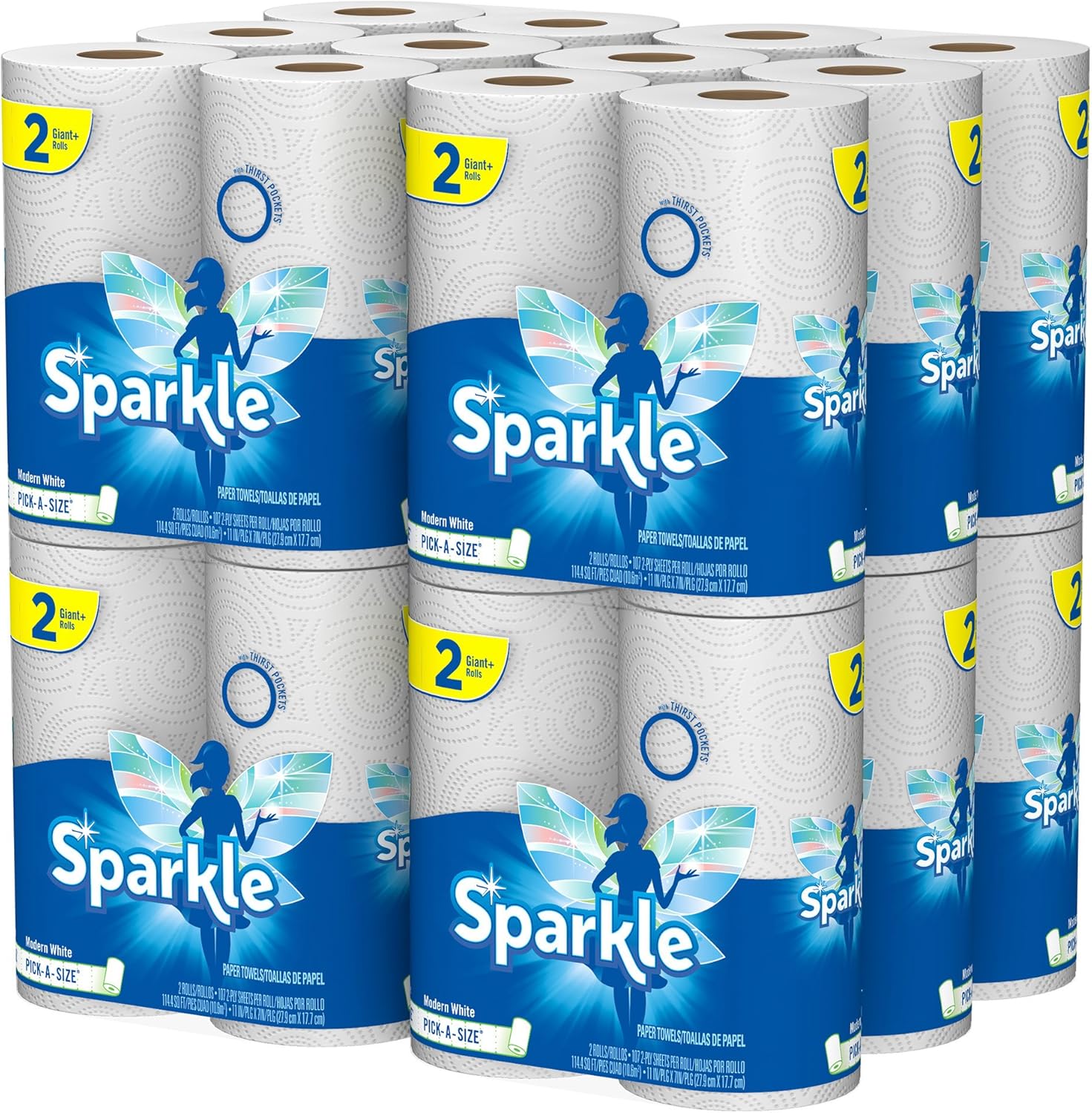 Sparkle Paper Towels - Pick-A-Size, 2 Rolls = 4 Regular Rolls | Pack of 24 for Everyday Use