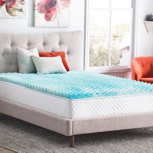 Linenspa Gel Memory Foam Mattress Topper - Reversible Egg Crate Design for Comfort - Queen Size