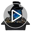 Indoor Tabletop Water Fountain with LED Lights & Pebbles for Desk