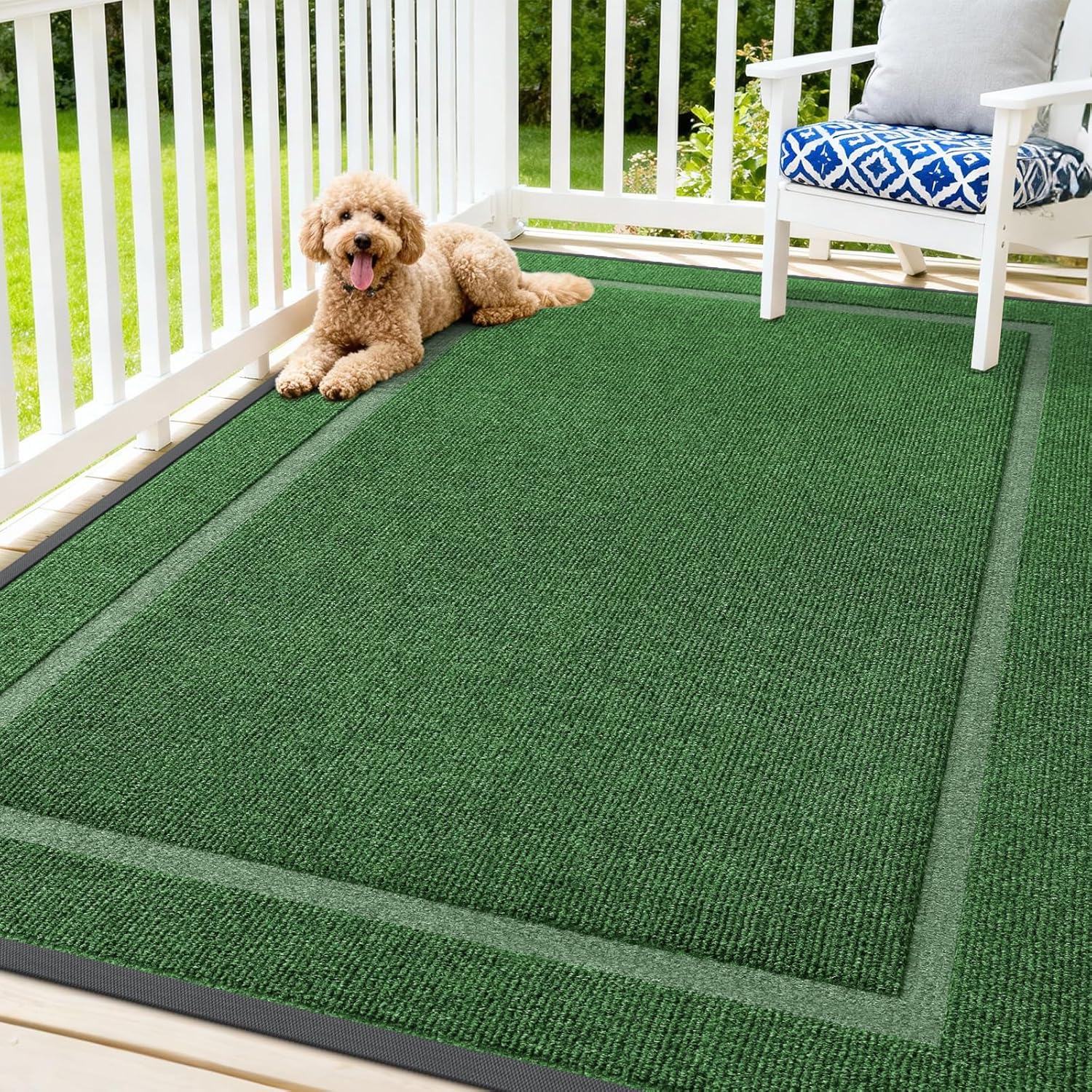 OLANLY Waterproof Front Door Mat - All-Season Indoor/Outdoor Doormat | Sturdy Natural Rubber, 71x47, Green