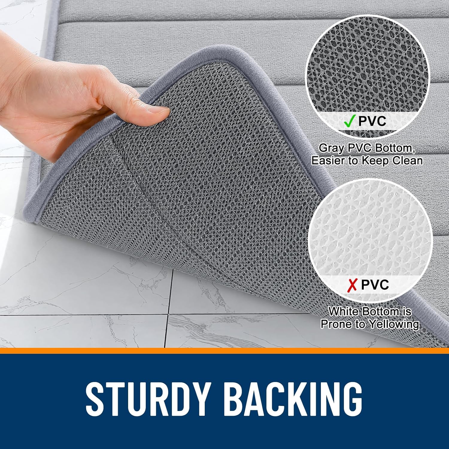 OLANLY Memory Foam Bath Mat - Super Soft & Absorbent | Quick Dry, Machine Washable, 24x16, Grey