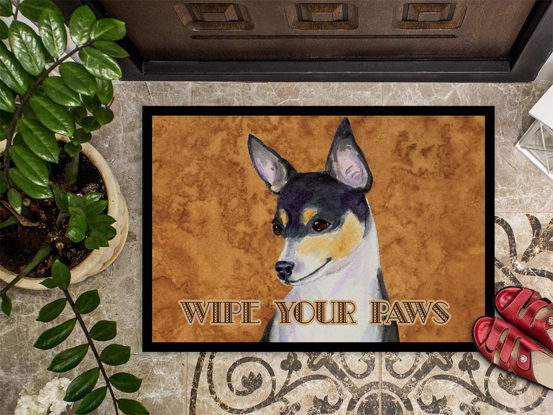 Caroline's Treasures SS4882JMAT Toy Fox Terrier Wipe Your Paws Doormat 24x36 Front Door Mat Indoor Outdoor Rugs for Entryway, Non Slip Washable Low Pile, 24H X 36W