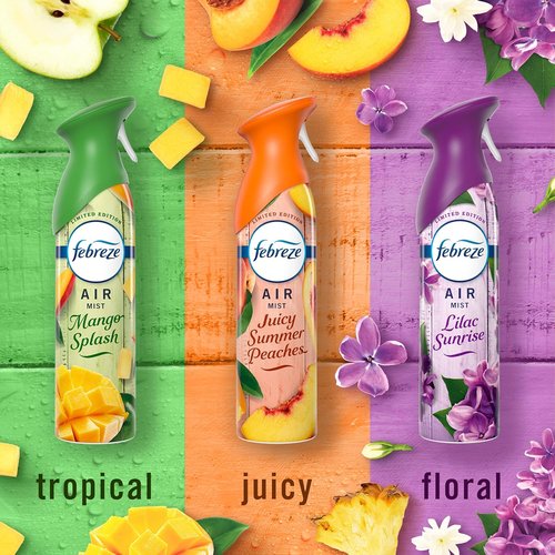 Febreze Air Mist | Odor-Fighting Room Spray | Lilac Sunrise, Summer Peaches & Mango Splash | 8.1oz (Pack of 3)