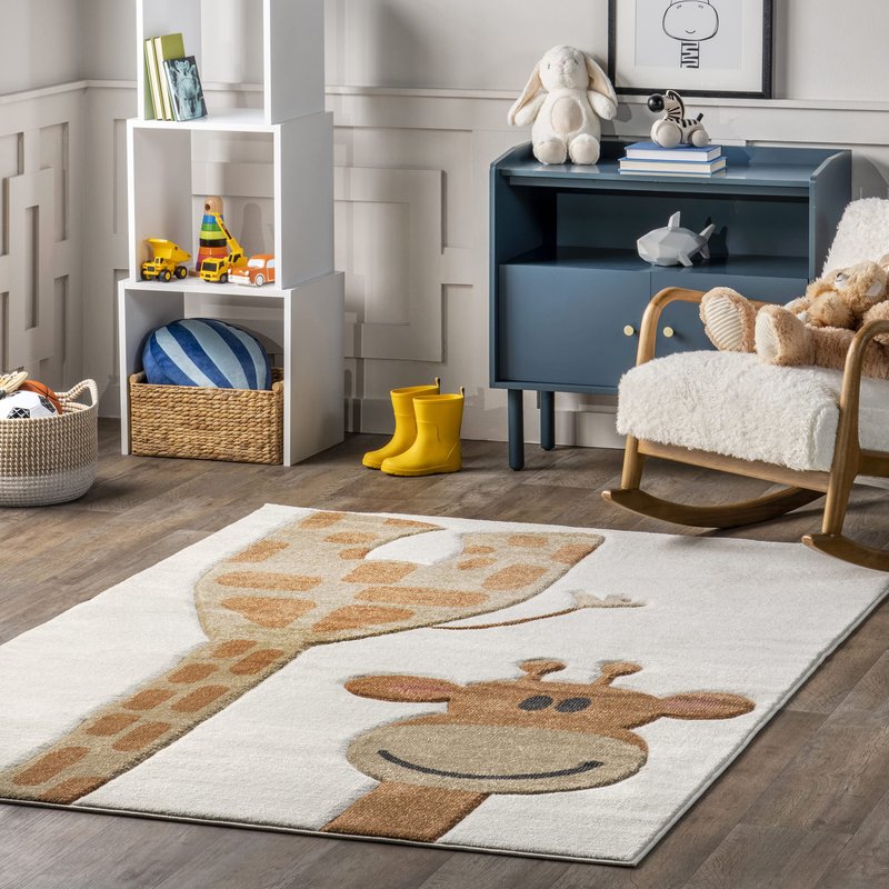 Nuloom Anabell Beige/Ivory, 4' x 6', Giraffe Print, Soft and Cozy, High Traffic, Stain Resistant, Easy Clean, Durable Area Rug for Bedroom, Living Room, Dining Space, Den, Foyer, Entryway