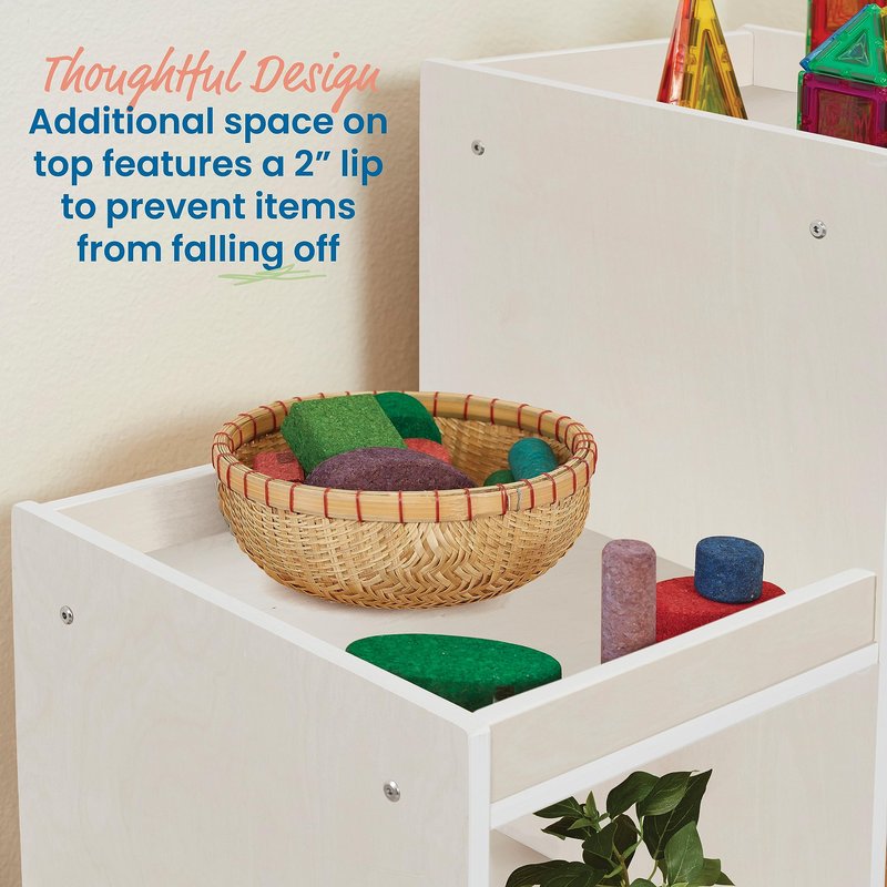 ECR4Kids 3-2-1 Double-Sided Cube Storage Organizer, Classroom Furniture, White Wash