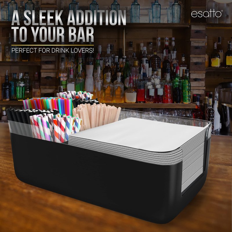 Esatto Professional Bar Products Premium Bar Caddy (White), Used to Easily Organize Bar Items and Workspace, With Additional 12 Pourers For Precision Pouring and 12 Pourer Covers