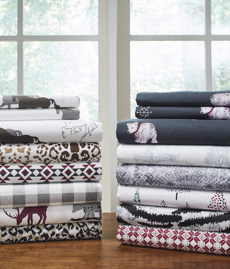 Pointehaven 180 GSM 100% Cotton Flannel Sheet Set - Queen, Snow Bear - Warm & Cozy - Pre-Shrunk -Deep Pockets - Elastic All Around-Comfy Double Brushed