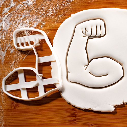 Set of 3 Weight Training cookie cutters (Kettlebell, Dumbbells, Flexed Bicep), 3 pieces - Bakerlogy
