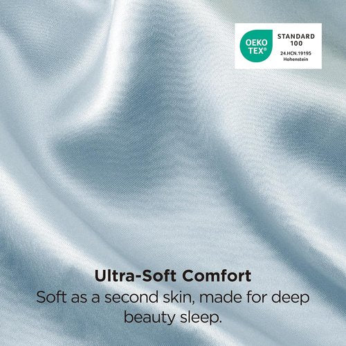 Bedsure Satin Pillowcases - Luxurious Silk-Like Queen Size Set of 2 | Light Turquoise, 20x30 Inches