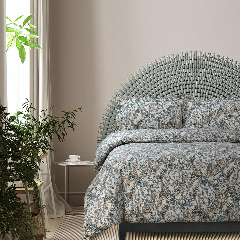 Tribeca Living Camilla Paisley 170-GSM Flannel Oversized Duvet Set King Green
