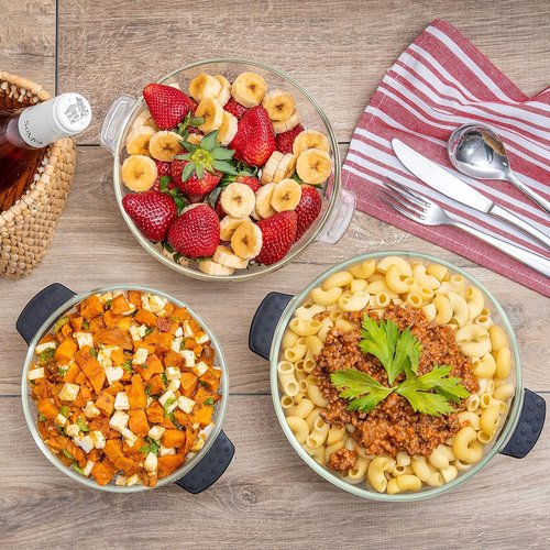 Moss & Stone 6-Piece Borosilicate Glass Casserole Set - Durable Oven & Microwave Safe Dishes | 2.6/1.5/1 Qt