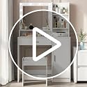 Vanity Desk with Mirror and LED Lights, Dressing Table with Storage Drawers