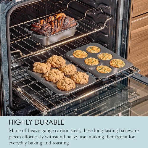Chicago Metallic 7-Piece Nesting Bakeware Set - Nonstick Carbon Steel for Effortless Baking | Space-Saving Kitchen Essentials