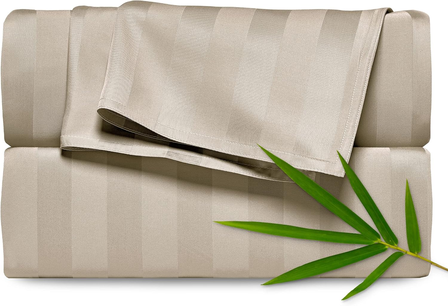 Pure Bamboo California King Sheets - 100% Organic Viscose Bed Set, Soft & Cooling | Jacquard Sand