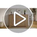 55-Inch Fluted Sideboard Buffet Cabinet with Adjustable Shelves, Natural Oak