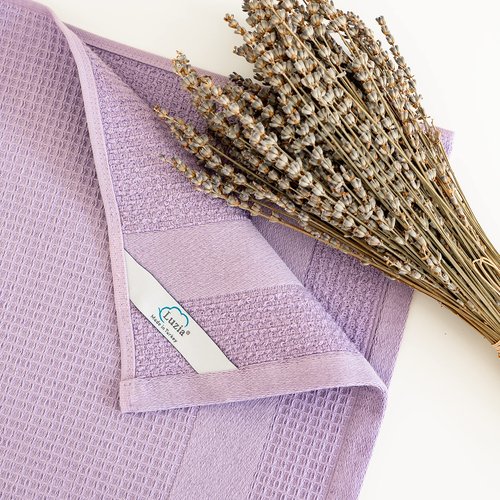 Luzia Premium Purple Kitchen Towels; Stylish and Absorbent - Waffle Weave Dish Towels Turkish Cotton – Set of Three, Lavender
