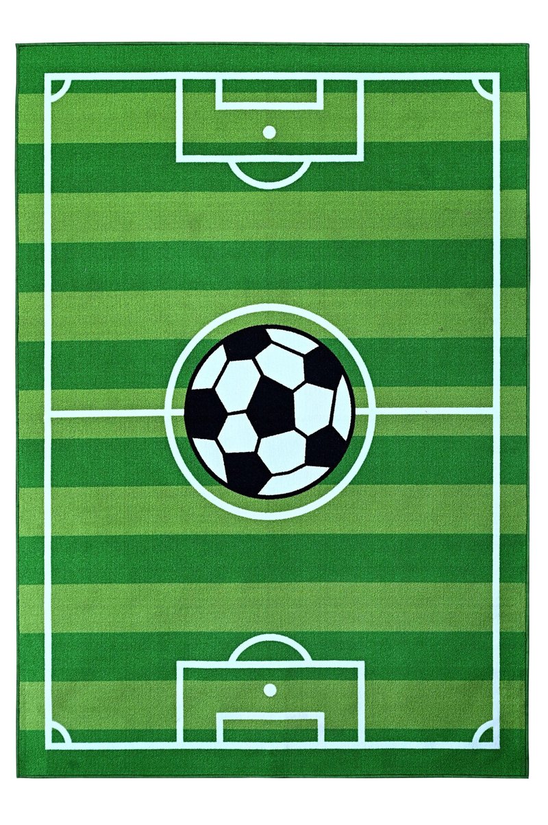 Furnish My Place Play Area Rug for Kids Playroom, Bathroom & Kindergarten Classroom | Nylon | Anti Skid Rubber Backing | Soccer Field Ground | Strips Rectangle | Green | 3'3"x5'