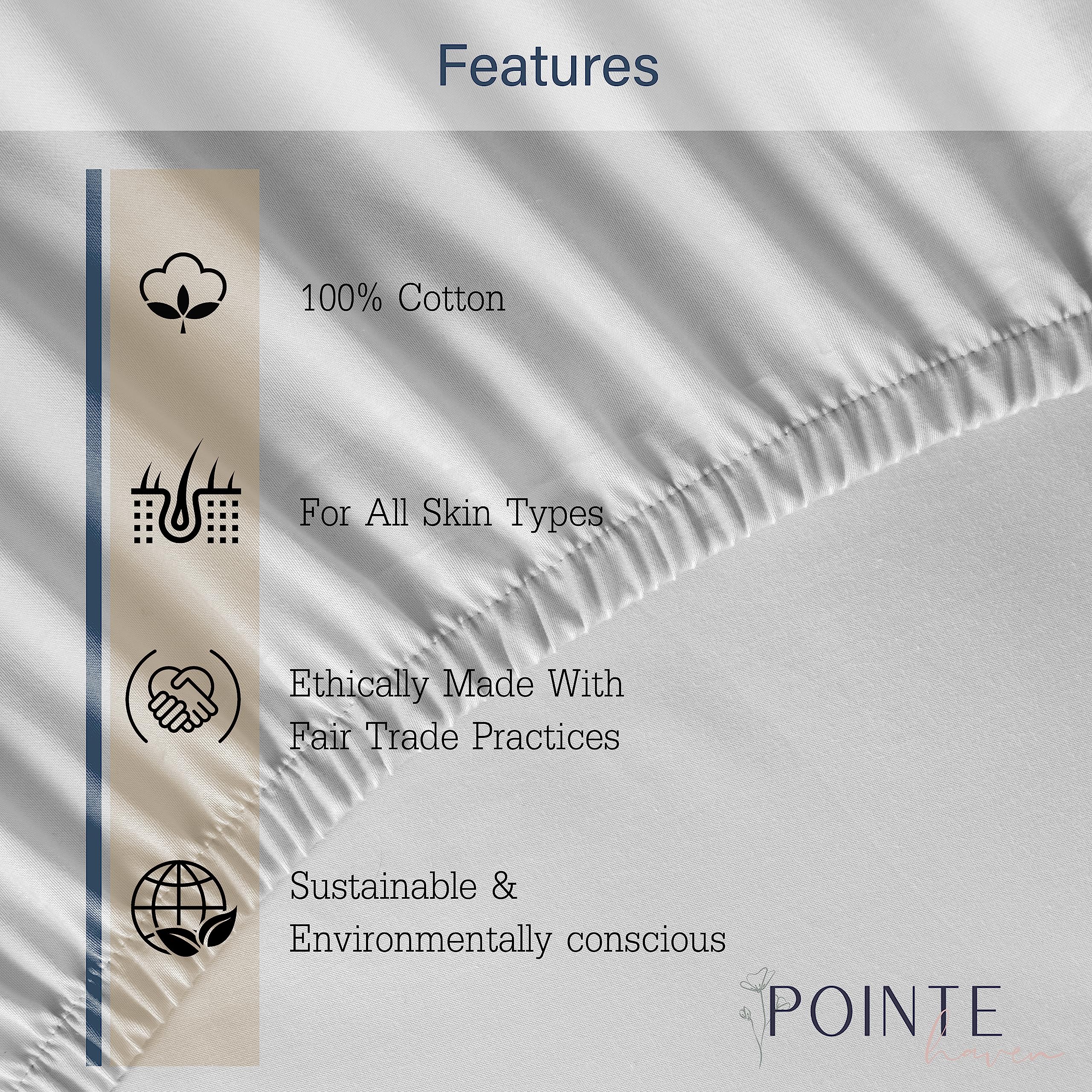 Pointehaven Flannel Deep Pocket Set with Oversized Flat Sheet, King, Snow Flakes Navy