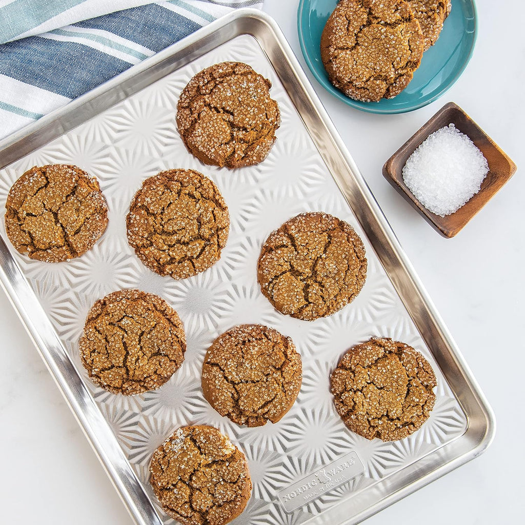 Nordic Ware Half Sheet Pan - Vintage Starburst Design in Natural Uncoated Aluminum with Reinforced Steel Rim