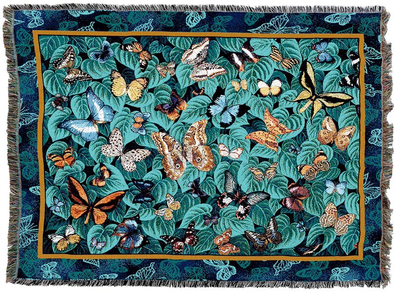 Pure Country Weavers Butterfly Dance Blanket by Elena Vladykina - Garden Floral Gift Tapestry Throw Woven from Cotton - Made in The USA (72x54)