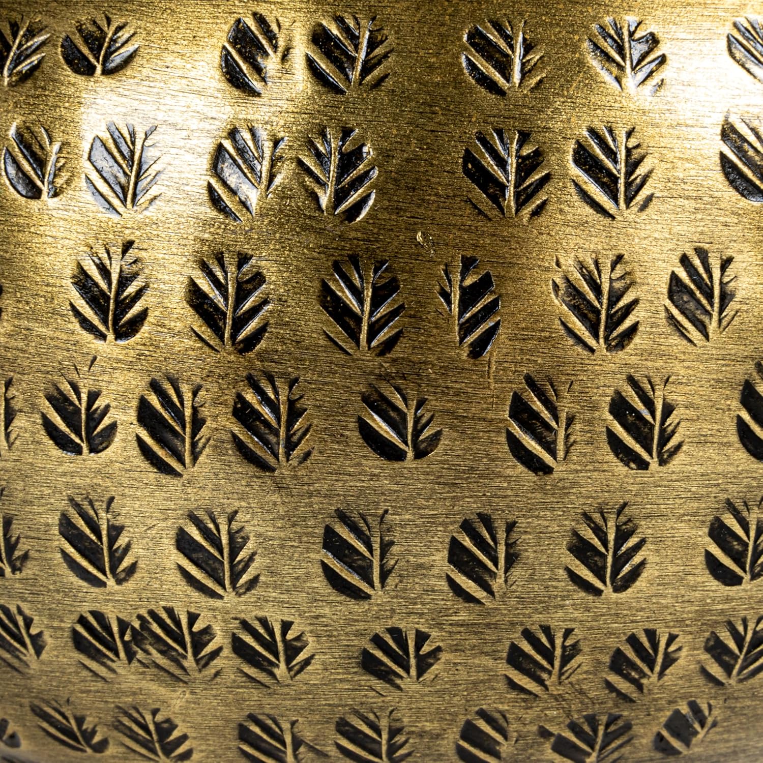 Round Hammered Metal Container - Elegant Bird Finial Design in Brass Finish