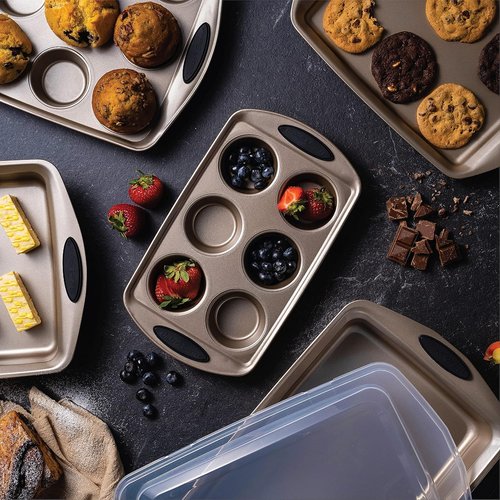 Baker's Secret Nonstick Bakeware Set - 5 Essential Pans for Baking | Black, Oven Safe, Versatile Sizes