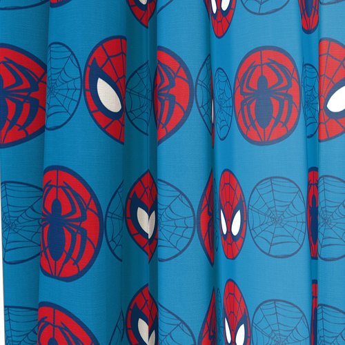 Jay Franco Kids Window Drapes - 4 Piece Curtain Set Includes 2 Tiebacks, Beautiful Bedding Room Décor and Easy Set Up, Blue - Super Hero Adventures, 84 Inch