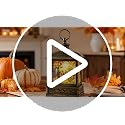 Fall Harvest Snow Globe Lantern with LED Glitter and Timer