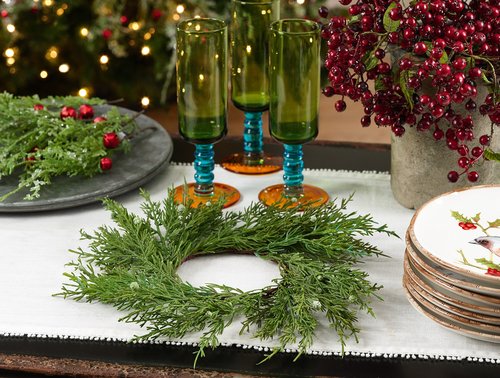SARO LIFESTYLE Artificial Cypress Wreath - Set of 4, 9.5" x 9.5", Green