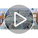 7-Piece Ombre Queen Quilt Bedding Set, Soft Lightweight Teal Coverlet