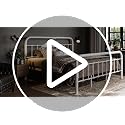 Queen Metal Bed Frame, Vintage Victorian Iron Platform Bed with Headboard