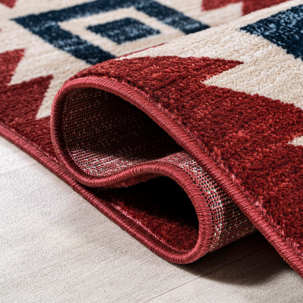 JONATHAN Y Medallion Southwestern Indoor Area Rug 5X8 Red/Navy/Cream, Serape for Living Room, Bedroom, Kitchen, Office, Easy-Cleaning, High Traffic, Pet-Friendly, Non-Shedding SWC100A-5